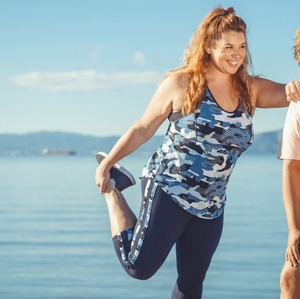 RAINBEAU Navy & Pink Camo Jessie Keyhole Tank